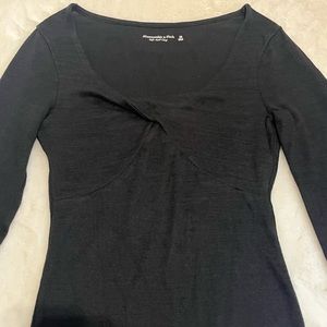 Abercrombie Black Twisted Front Bodysuit